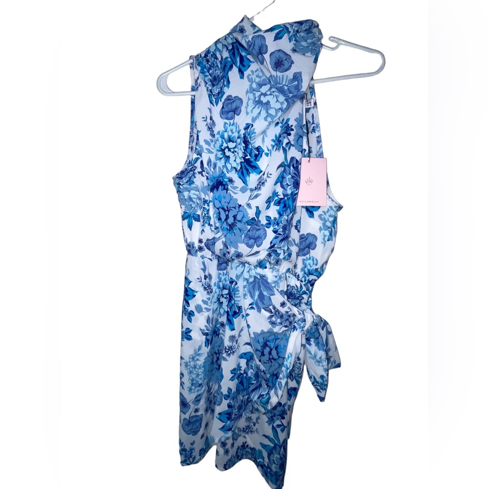 Hello Molly Santorini Blue Floral Mini Dress Women’s Size 6 Act Together Mini